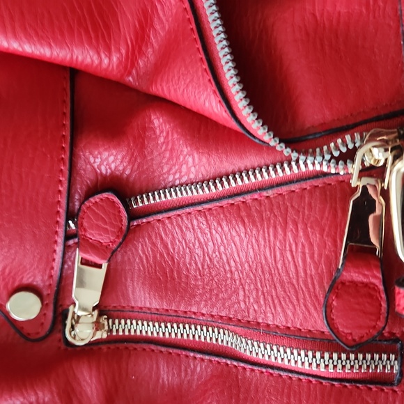 RED LEATHER Fringe Purse 🎒 Backpack - Picture 5 of 7